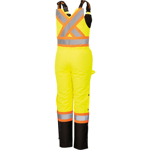5041BBW Women's High-Visibility Waterproof Safety Overalls, Polyester, X-Small, Black/High Visibility Lime-Yellow Les Distributions ICE