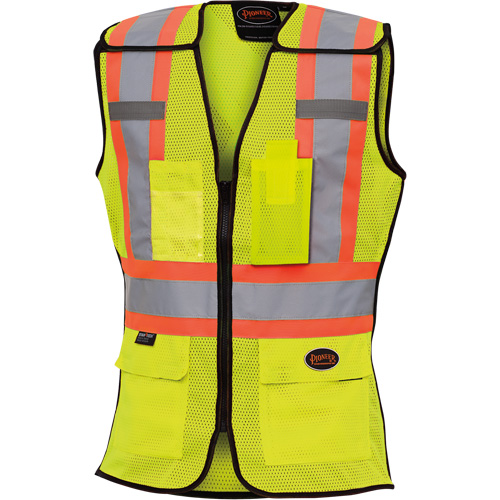 489 Women's High-Visibility Safety Tear-Away Vest, High Visibility Lime-Yellow, X-Small, Polyester Les Distributions ICE