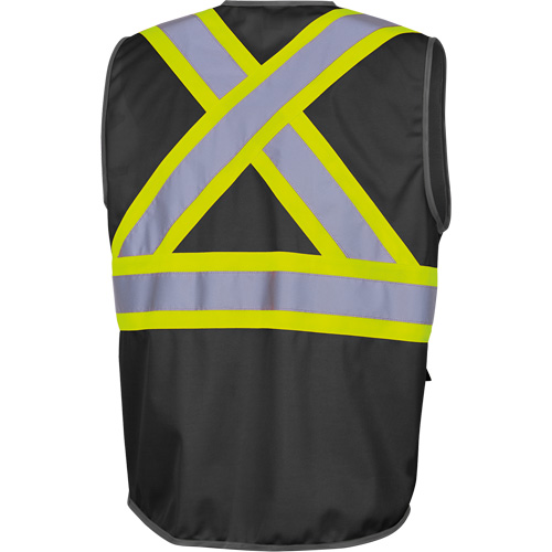 6959BK Veste de s&eacute;curit&eacute; haute visibilit&eacute; en tricot chaîne avec fermeture &agrave; glissi&egrave;re, Noir, T-petit, Polyester Les Distributions ICE