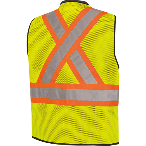 6895 Veste de s&eacute;curit&eacute; haute visibilit&eacute; bicolore avec fermeture &agrave; glissi&egrave;re sur tout le devant, Noir/Jaune lime haute visibilit&eacute;, 2T-Grand/3T-Grand, Polyester Les Distributions ICE