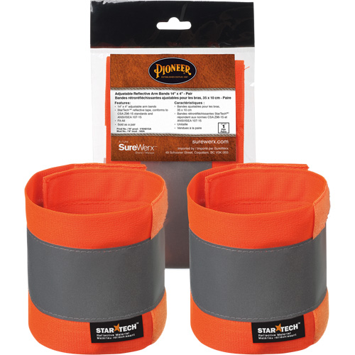 140A Brassard r&eacute;fl&eacute;chissant ajustable orange haute visibilit&eacute; de 14" X 4" Les Distributions ICE