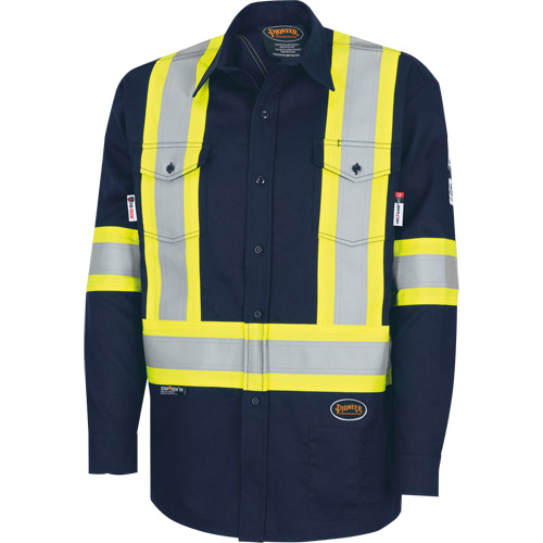 7742SF FR-TECH&reg; High-Visibility 88/12 Arc-Rated Safety Shirt, Small, Navy Blue Les Distributions ICE