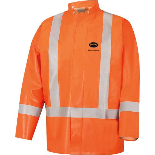 5990J Manteau de s&eacute;curit&eacute; imperm&eacute;able tr&egrave;s robuste ignifuge et r&eacute;sistant aux arcs &eacute;lectriques, Petit, Orange haute visibilit&eacute;, 11 cal/cm² Les Distributions ICE