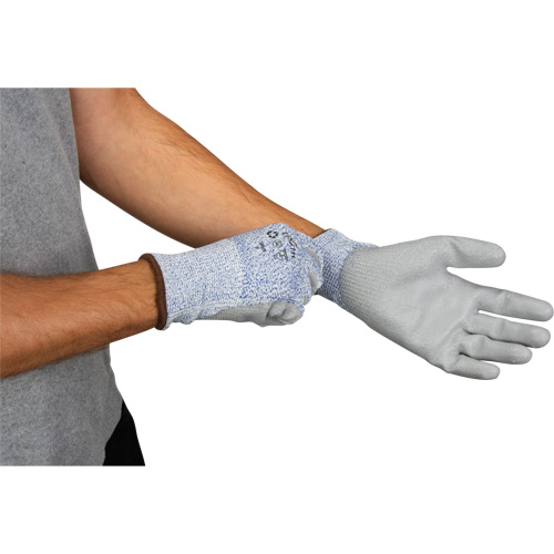 Eco-Friendly Stretch Cut-Resistant Gloves, Size 9, 13 Gauge, Polyurethane Coated, HPPE/RPET Shell, ASTM ANSI Level A2 Les Distributions ICE
