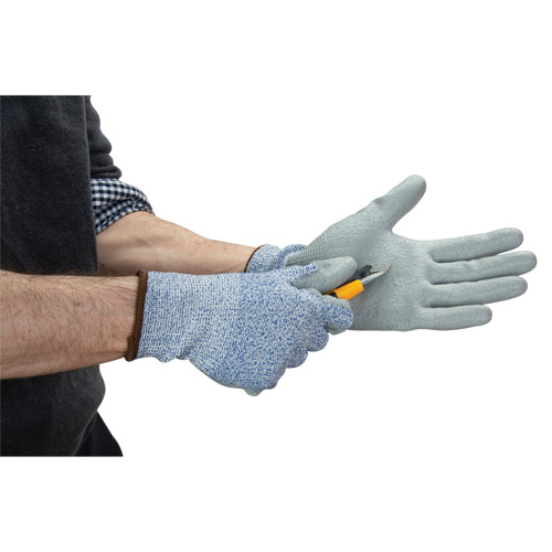 Eco-Friendly Stretch Cut-Resistant Gloves, Size 9, 13 Gauge, Polyurethane Coated, HPPE/RPET Shell, ASTM ANSI Level A2 Les Distributions ICE