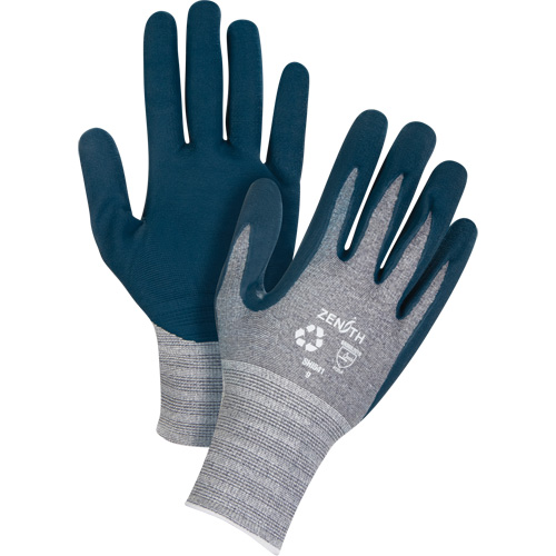 Eco-Friendly Lightweight Coated Gloves, 7, Foam Nitrile Coating, 15 Gauge, Polyester/RPET Shell Les Distributions ICE