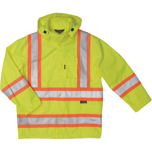 Manteau de s&eacute;curit&eacute; imperm&eacute;able en tissu ind&eacute;chirable Ripstop, Polyester, Petit, Jaune lime haute visibilit&eacute; Les Distributions ICE