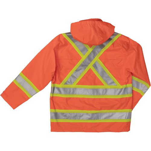 Ripstop Safety Rain Jacket, Polyester, X-Large, High Visibility Orange Les Distributions ICE