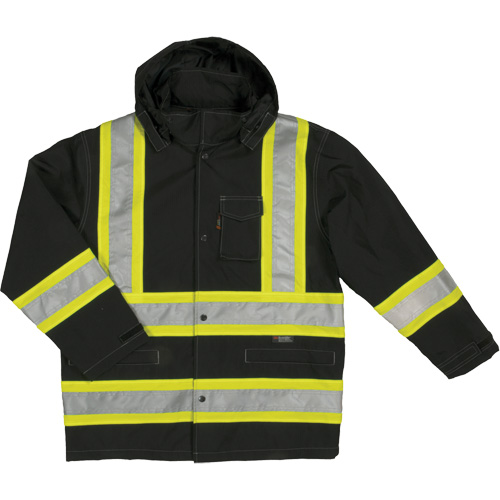 Ripstop Safety Rain Jacket, Polyester, Small, Black Les Distributions ICE