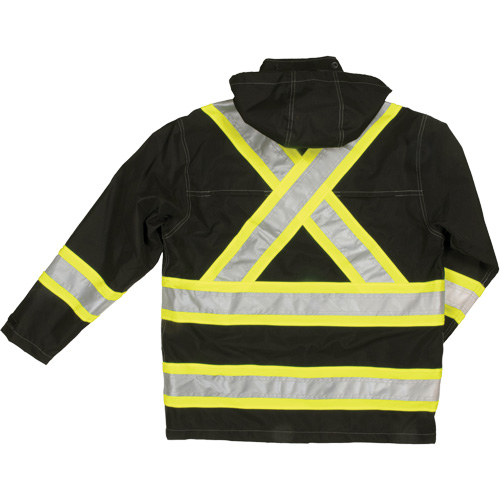Ripstop Safety Rain Jacket, Polyester, Small, Black Les Distributions ICE