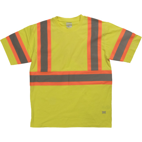 Short Sleeve Safety T-Shirt, Cotton, X-Small, High Visibility Lime-Yellow Les Distributions ICE