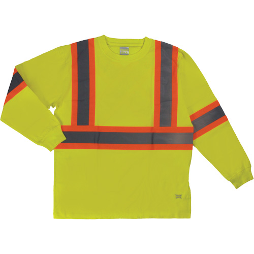 T-shirt de s&eacute;curit&eacute; &agrave; manches longues, Coton, T-petit, Jaune lime haute visibilit&eacute; Les Distributions ICE
