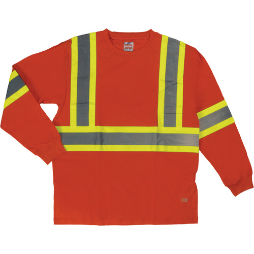Long Sleeve Safety T-Shirt, Cotton, X-Small, High Visibility Orange Les Distributions ICE