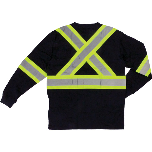 Long Sleeve Safety T-Shirt, Cotton, X-Small, Black Les Distributions ICE