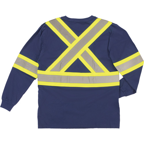Long Sleeve Safety T-Shirt, Cotton, X-Small, Navy Blue Les Distributions ICE