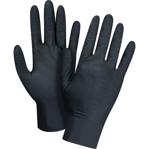 Heavyweight Tactile Grip Examination Gloves, Large, Nitrile, 8-mil, Powder-Free, Black, Class 2 Les Distributions ICE