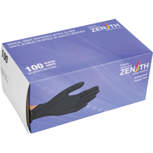 Heavyweight Tactile Grip Examination Gloves, Large, Nitrile, 8-mil, Powder-Free, Black, Class 2 Les Distributions ICE