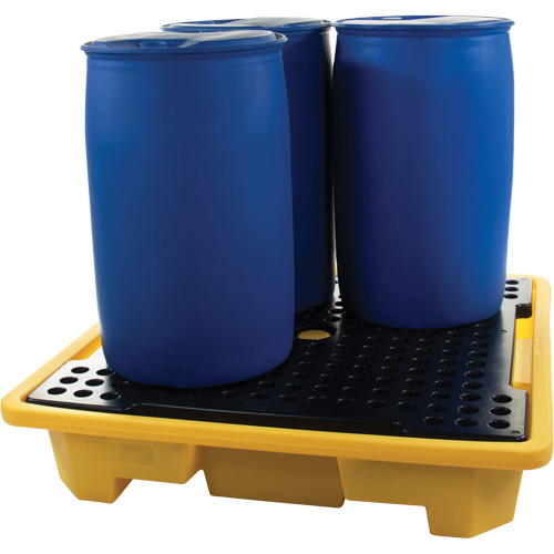 4-Drum Spill Pallet, 66 US gal. Spill Capacity, 57.5" x 57.5" x 12" Les Distributions ICE