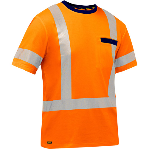Bisley&reg; X-Back Short Sleeve Shirt, Poly-Cotton, Small, High Visibility Orange Les Distributions ICE