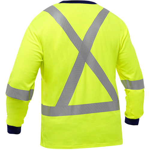 Bisley&reg; X-Back Long Sleeve Shirt, Poly-Cotton, Small, High Visibility Lime-Yellow Les Distributions ICE