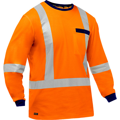 Bisley&reg; X-Back Long Sleeve Shirt, Poly-Cotton, Small, High Visibility Orange Les Distributions ICE