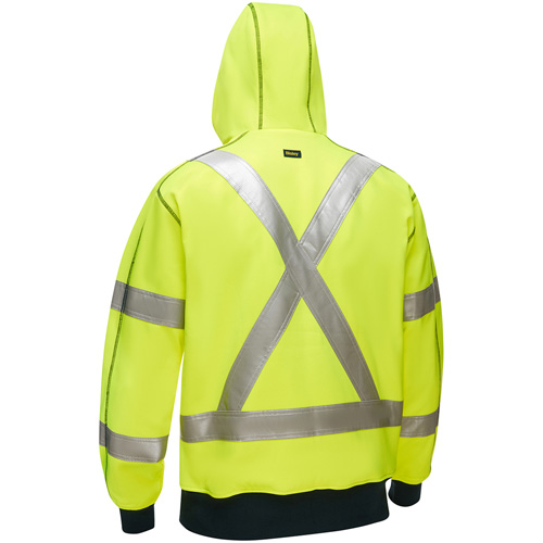 Bisley&reg; X-Back Full Zip Hooded Sweatshirt with Sherpa Lining, Small, High Visibility Lime-Yellow Les Distributions ICE