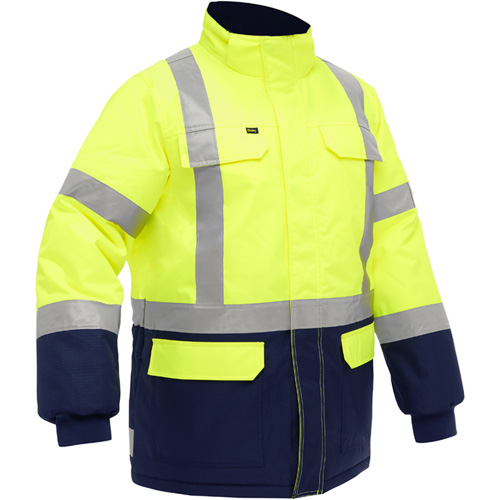 Bisley&reg; X-Back Extreme Cold Jacket with Navy Bottom, Polyester, High Visibility Lime-Yellow, 4X-Large Les Distributions ICE