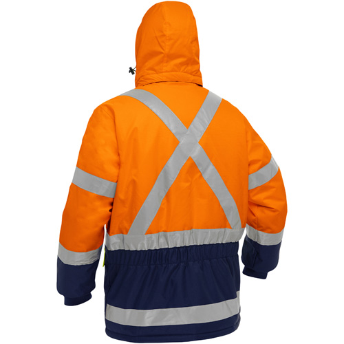Manteau pour le froid extr&ecirc;me avec bas bleu marin et X au dos Bisley, Polyester, Orange haute visibilit&eacute;, 3T-Grand Les Distributions ICE