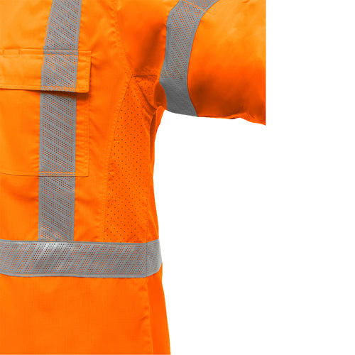 Chemise de travail &agrave; manches longues et X au dos Bisley avec X-Airflow, Poly-coton, Petit, Orange haute visibilit&eacute; Les Distributions ICE
