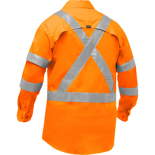 Chemise de travail &agrave; manches longues et X au dos Bisley avec X-Airflow pour femmes, Poly-coton, Petit, Orange haute visibilit&eacute; Les Distributions ICE