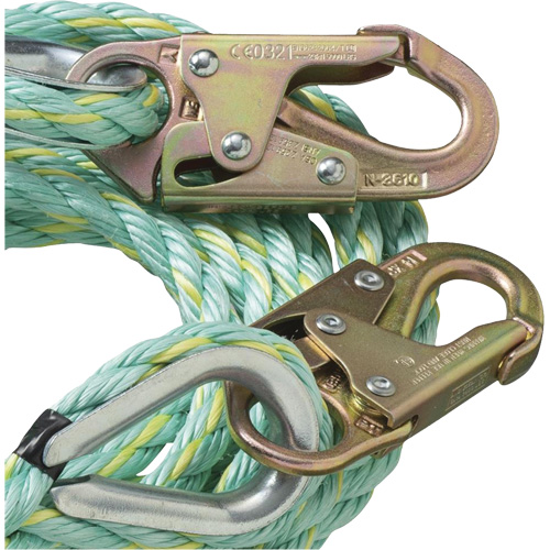 VL-1122-100 Vertical Lifeline Rope with Anchor End Snap Hook, Copolymer Les Distributions ICE