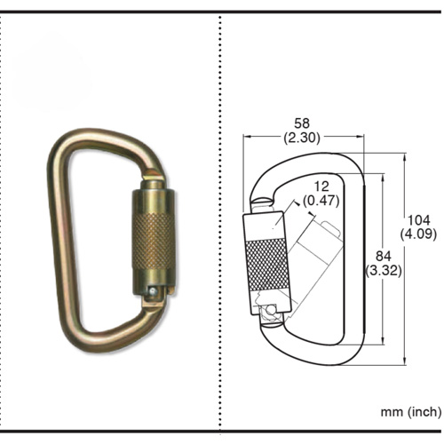 CP-03015-2 Zinc Plated Carabiner with 3/4" Gate Opening, Steel Les Distributions ICE