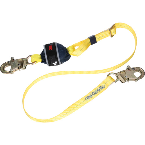 Adjustable Web Shock-Absorbing Lanyard, 6', Snap Hook Center, Snap Hook Leg Ends, Polyester Les Distributions ICE