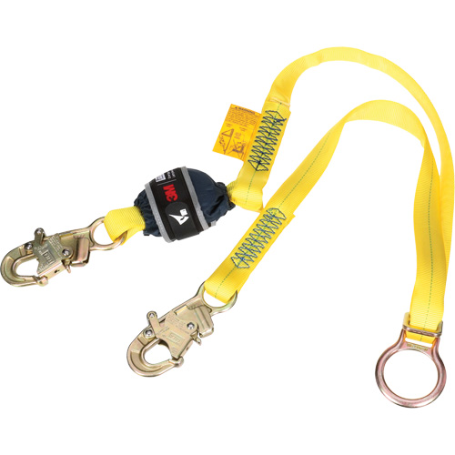 Tie-Back Web Shock-Absorbing Lanyard, 6', Snap Hook Center, Snap Hook Leg Ends, Polyester Les Distributions ICE