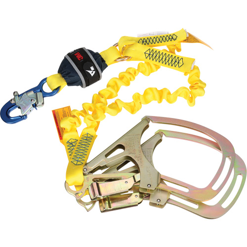 Twin-Leg Stretch Web Shock-Absorbing Lanyard, 6', Rebar Hook Center, Snap Hook Leg Ends Les Distributions ICE
