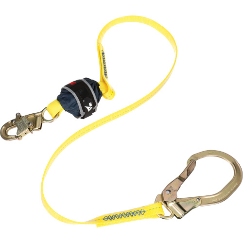 Coated Web Shock-Absorbing Lanyard, 6', Rebar Hook Center, Snap Hook Leg Ends Les Distributions ICE