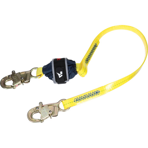 Coated Web Shock-Absorbing Lanyard, 4', Snap Hook Center, Snap Hook Leg Ends Les Distributions ICE