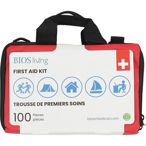 Trousse de premiers soins pour la maison et le voyage de 100 morceaux, Sac en nylon Les Distributions ICE