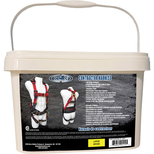 Harnais de s&eacute;curit&eacute; pour entrepreneurs dans un seau, Certifi&eacute;e CSA, Classe AP, Grand, Cap. 352 lb Les Distributions ICE