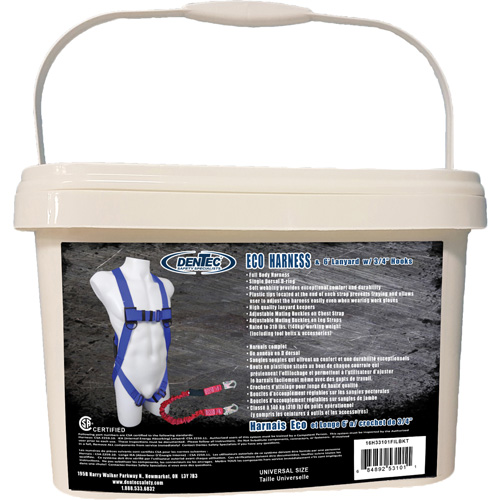 Harnais de s&eacute;curit&eacute; ECO et longe de 6' dans un seau, Certifi&eacute;e CSA, Classe A, Cap. 255 lb Les Distributions ICE