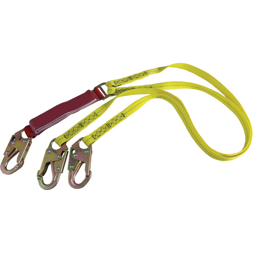 External Energy Absorber Lanyard with 3/4" Hooks, 6', Snap Hook Center, Snap Hook Leg Ends, Polyester Les Distributions ICE