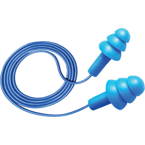 Bouchons d'oreilles d&eacute;tectables et r&eacute;utilisables Hush 50-25, Avec cordon, Taille unique, Vrac - Boîte, NRR dB 25 Les Distributions ICE