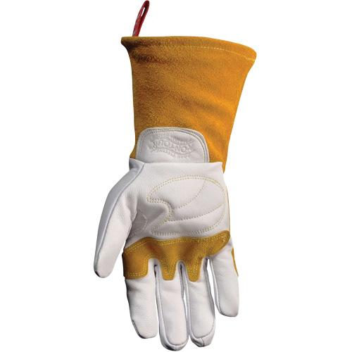 Gants de soudeur TIG/MIG de premi&egrave;re qualit&eacute; avec dos en cuir de vache refendue isol&eacute;es et ignifug&eacute;s Caiman, Cuir fleur de ch&egrave;vre, Taille Moyen Les Distributions ICE