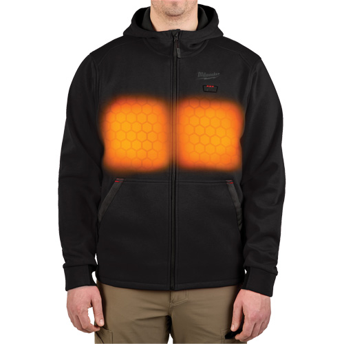 Chandail &agrave; capuchon chauffant M12 avec pile, Hommes, 2T-Grand, Noir, Poly-coton Les Distributions ICE
