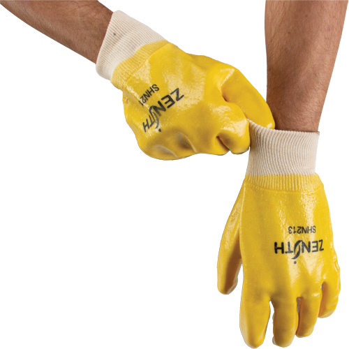 Rough-Finish Chemical-Resistant Gloves, Size 9, 10" L, PVC, Interlock Inner Lining, 47-mil Les Distributions ICE