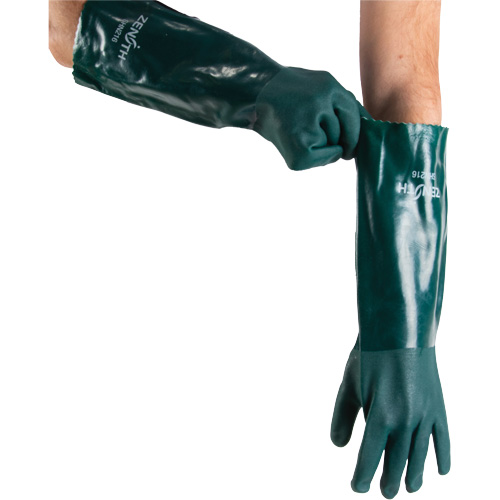 Gants verts &agrave; double enduit, 18" lo, PVC, Doublure en Jersey de coton, 70 mils Les Distributions ICE