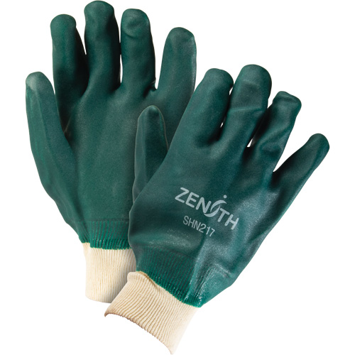Double Dipped Green Gloves, 10" L, PVC, Cotton Jersey Inner Lining, 70-mil Les Distributions ICE
