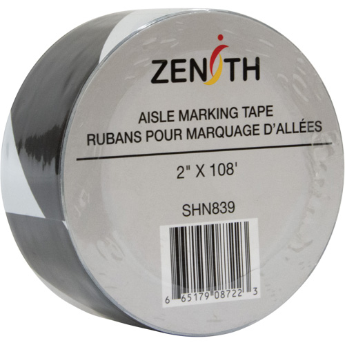 Aisle Marking Tape, 2" x 108', PVC, Black and White Les Distributions ICE
