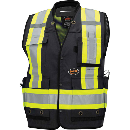 6679 Veste d'arpenteur antimicrobienne haute visibilit&eacute; avec dos en maille, Noir, Petit, Polyester Les Distributions ICE
