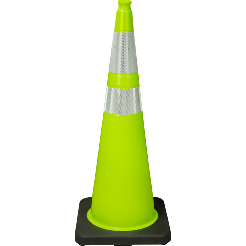 Premium Traffic Cone, 36", Lime Green, 4" & 6" Reflective Collar(s) Les Distributions ICE